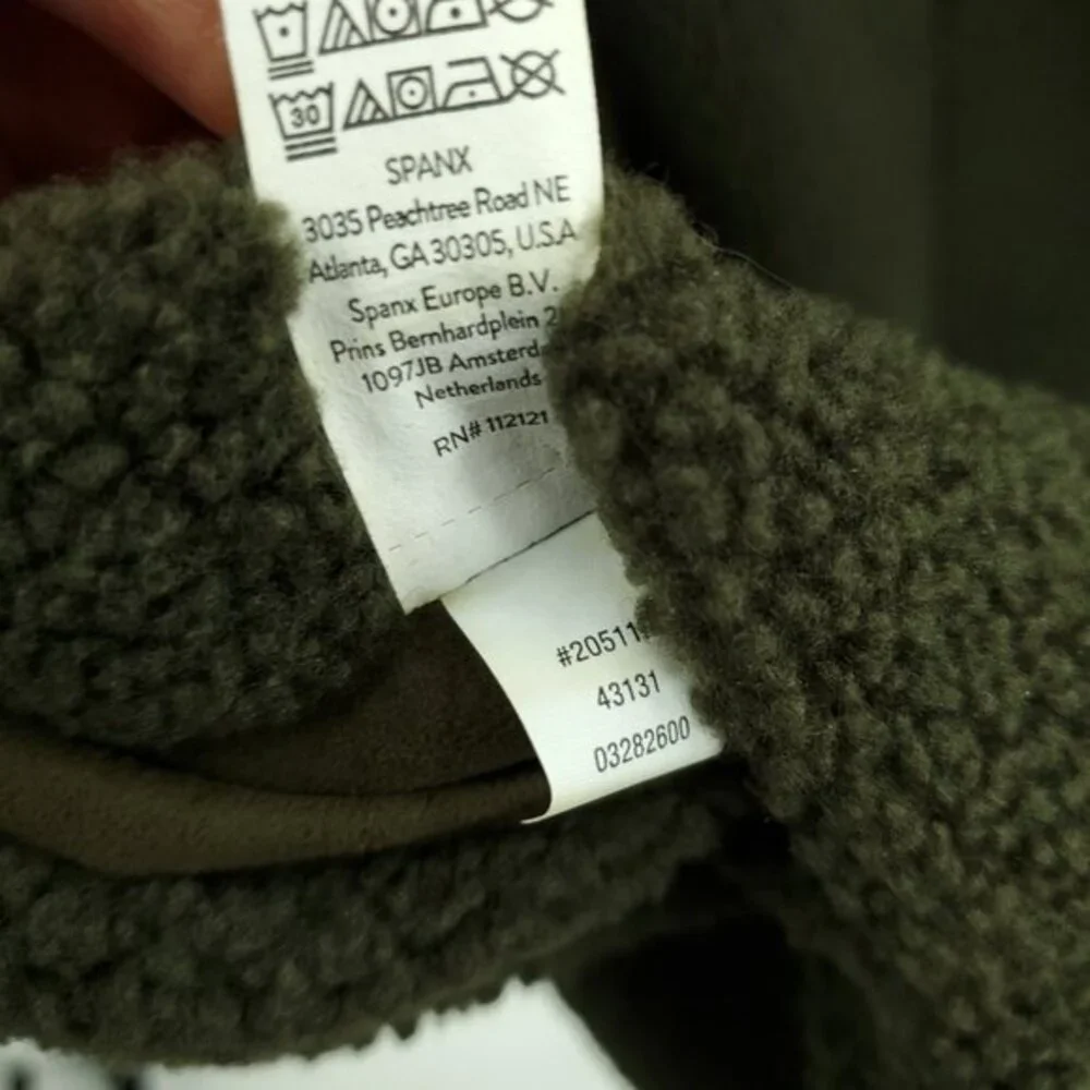 SPANX Reversible Suede & Fleece Jacket L Utility Green